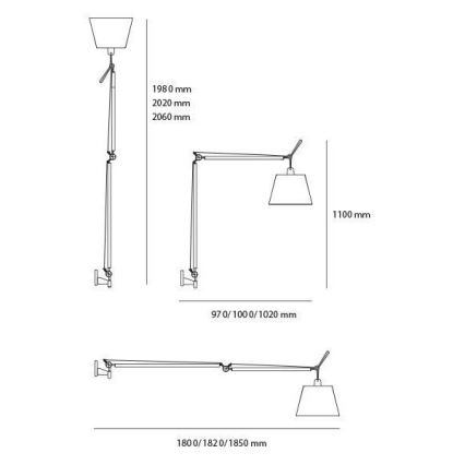 Artemide AR 0564010A+AR 0780030A+AR 0779010A KOMPLET - Grīdas lampa TOLOMEO MEGA 1xE27/150W/230V