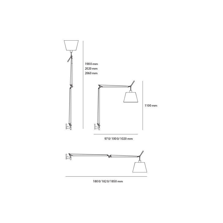 Artemide AR 0564010A+AR 0780030A+AR 0779010A KOMPLET - Grīdas lampa TOLOMEO MEGA 1xE27/150W/230V