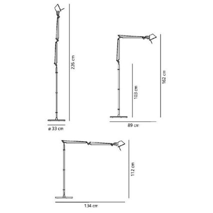 Artemide AR 0947010A+AR A012820 KOMPLET - Grīdas lampa TOLOMEO BASCULANTE 1xE27/100W/230V