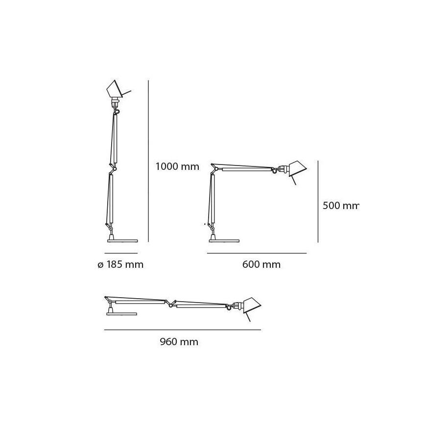 Artemide AR A015100+AR A003900 KOMPLEKTS - LED Regulējama galda lampa TOLOMEO MIDI LED/9W/230V