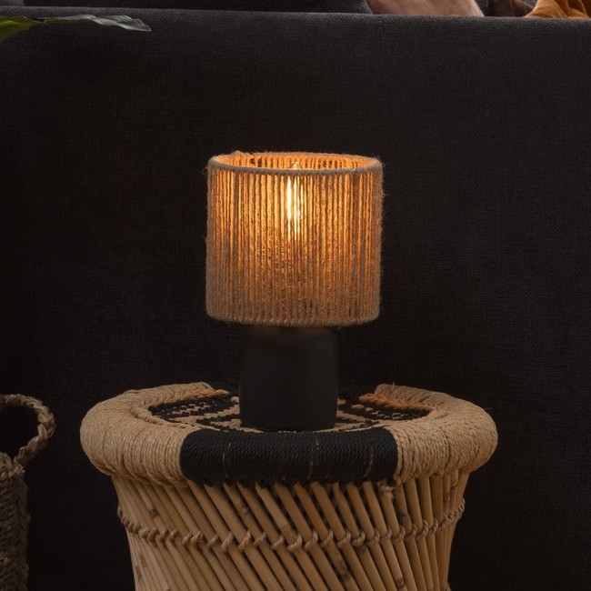 Atmosphera - Galda lampa KOBY 1xE14/40W/230V kaņepes/melna