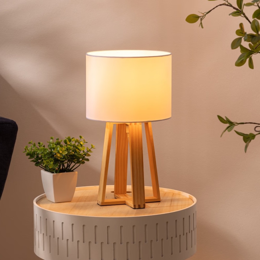 Atmosphera - Galda lampa MOLU 1xE27/25W/230V priede/balta
