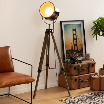 Atmosphera - Grīdas stāvlampa EBOR 1xE27/25W/230V priede/misiņš