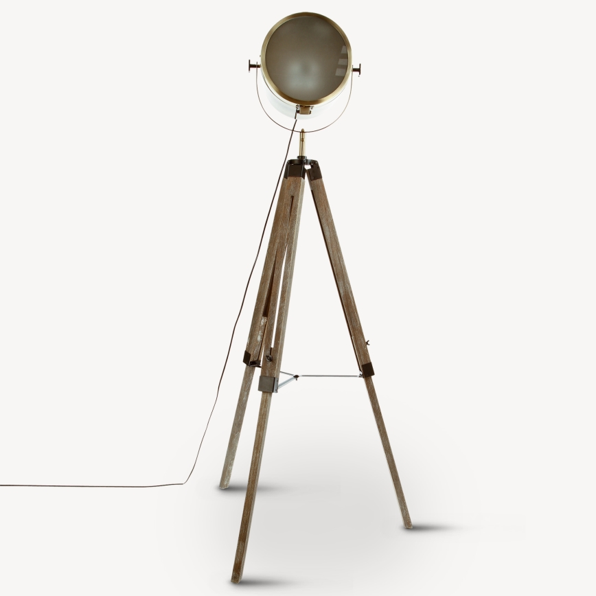 Atmosphera - Grīdas stāvlampa EBOR 1xE27/25W/230V priede/misiņš