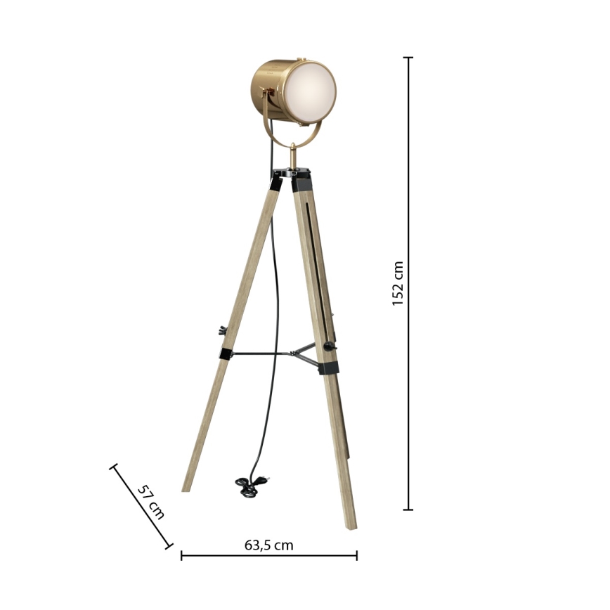 Atmosphera - Grīdas stāvlampa EBOR 1xE27/25W/230V priede/misiņš