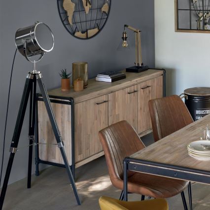 Atmosphera - Grīdas stāvlampa EBOR 1xE27/25W/230V priede/spīdīgi hromēts