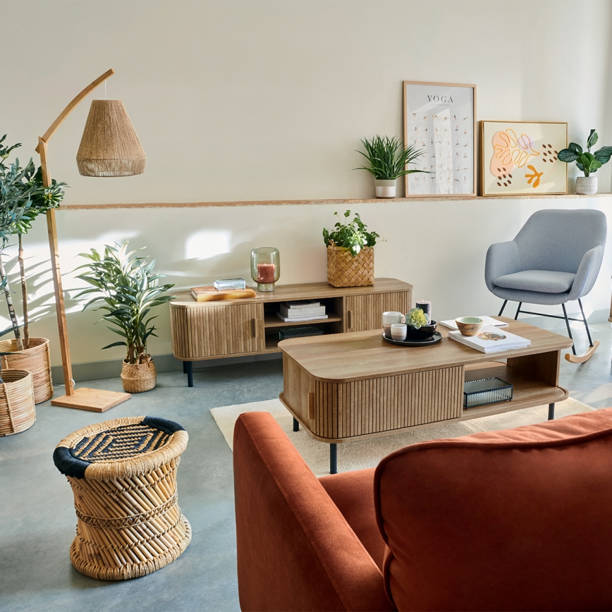 Atmosphera - Grīdas stāvlampa PALM 1xE27/60W/230V bambusa/kaņepes
