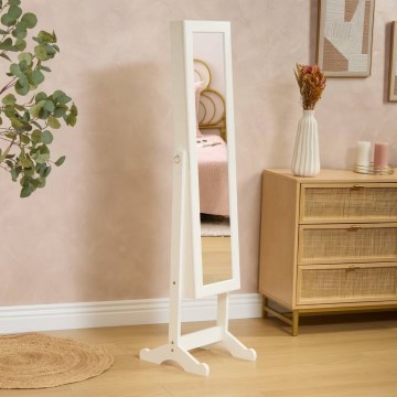 Atmosphera - Stāvošs spogulis ar rotaslietu kasti KRISTIN 146,8x37 cm balts