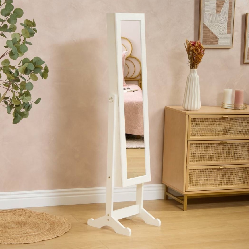 Atmosphera - Stāvošs spogulis ar rotaslietu kasti KRISTIN 146,8x37 cm balts