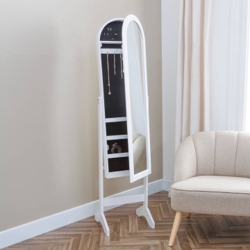 Atmosphera - Stāvošs spogulis ar rotaslietu kasti LEXY 158x38 cm balts