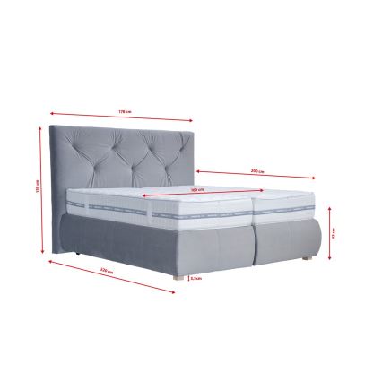 Atsperu gulta ar matraci un virsmatraci ELEN 160x200 cm pelēka
