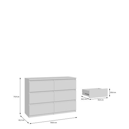 Atvilktņu komode MAO, balta