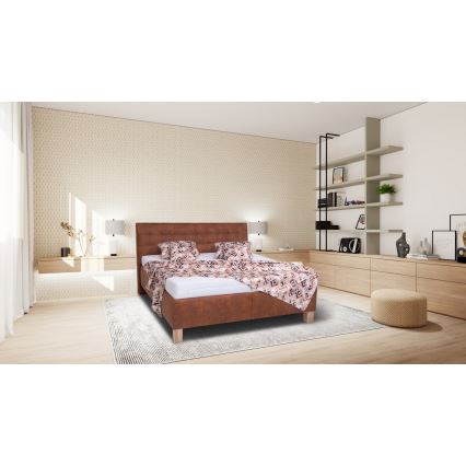 Auduma gulta ar uzglabāšanas vietu bez matrača VIOLET 160x200 cm konjaka brūnā krāsā