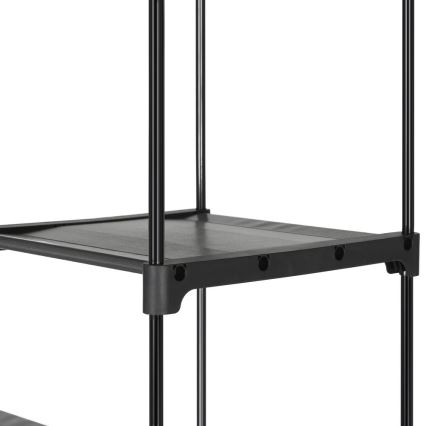 Auduma uzglabāšanas skapis ar plauktiem un drēbju stieni MATIS 140x174 cm melns