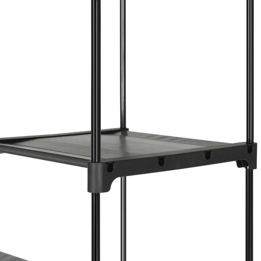 Auduma uzglabāšanas skapis ar plauktiem un drēbju stieni MATIS 140x174 cm melns