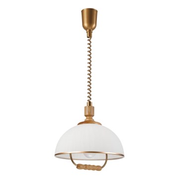 Augstuma regulējamā lustra RAMONA 1xE27/60W/230V brūna/balta/ozols