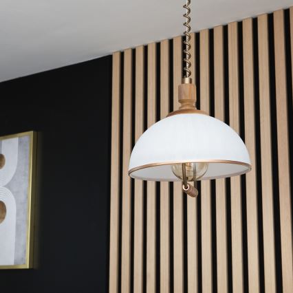 Augstuma regulējamā lustra RAMONA 1xE27/60W/230V brūna/balta/ozols