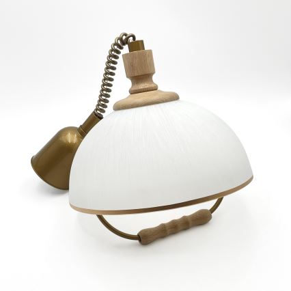 Augstuma regulējamā lustra RAMONA 1xE27/60W/230V brūna/balta/ozols