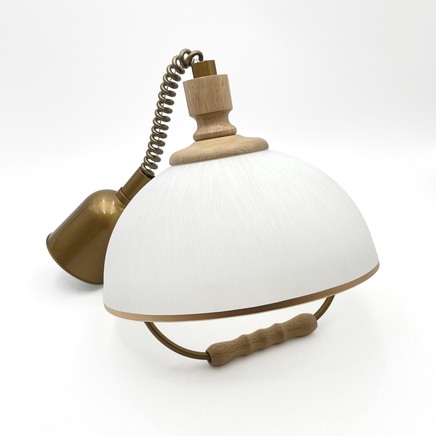 Augstuma regulējamā lustra RAMONA 1xE27/60W/230V brūna/balta/ozols