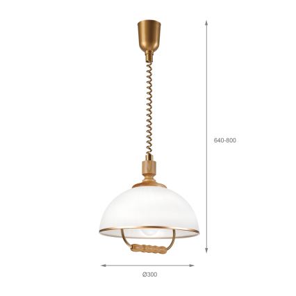 Augstuma regulējamā lustra RAMONA 1xE27/60W/230V brūna/balta/ozols