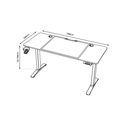Augstumu regulējams spēļu galds CONTROL 140x60 cm brūna/melna