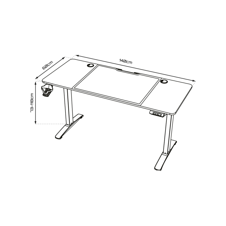Augstumu regulējams spēļu galds CONTROL 140x60 cm brūna/melna