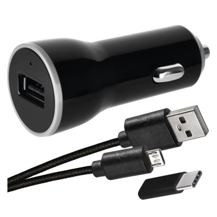 Auto lādētājs 2,1A + micro USB vads