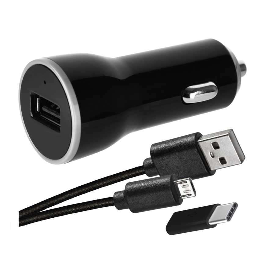 Auto lādētājs 2,1A + micro USB vads