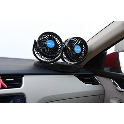 Ventilators automašīnas paneļa ar termometru 9W/12V melns