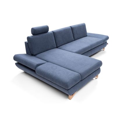 Izvelkams kreisais L-formas stūra dīvāns AVESTA ar glabāšanas nodalījumu, zils