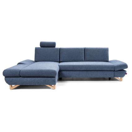 Izvelkams kreisais L-formas stūra dīvāns AVESTA ar glabāšanas nodalījumu, zils