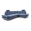 AVESTA L formas izvelkamais tapisētais stūra dīvāns ar uzglabāšanas vietu, labais, zils