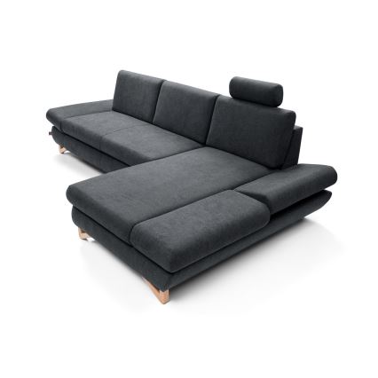 Izvelkams L formas stūra dīvāns AVESTA, labajā izpildījumā, ar uzglabāšanas nodalījumu, antracīts
