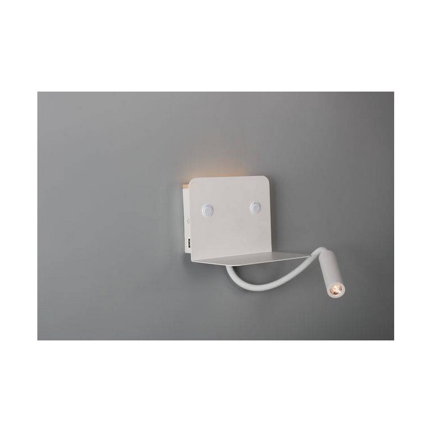 Azzardo AZ4417 - LED Elastīga maza lampa ar plauktu VERA 1xLED/5W/230V + 1xLED/6W balta