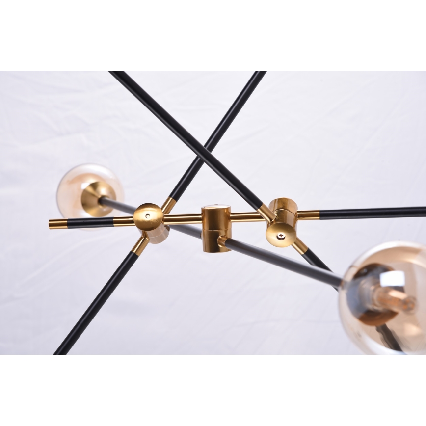 Azzardo AZ4700 - Lustra ar stieni SOLEN 6xG9/30W/230V melna/zelta