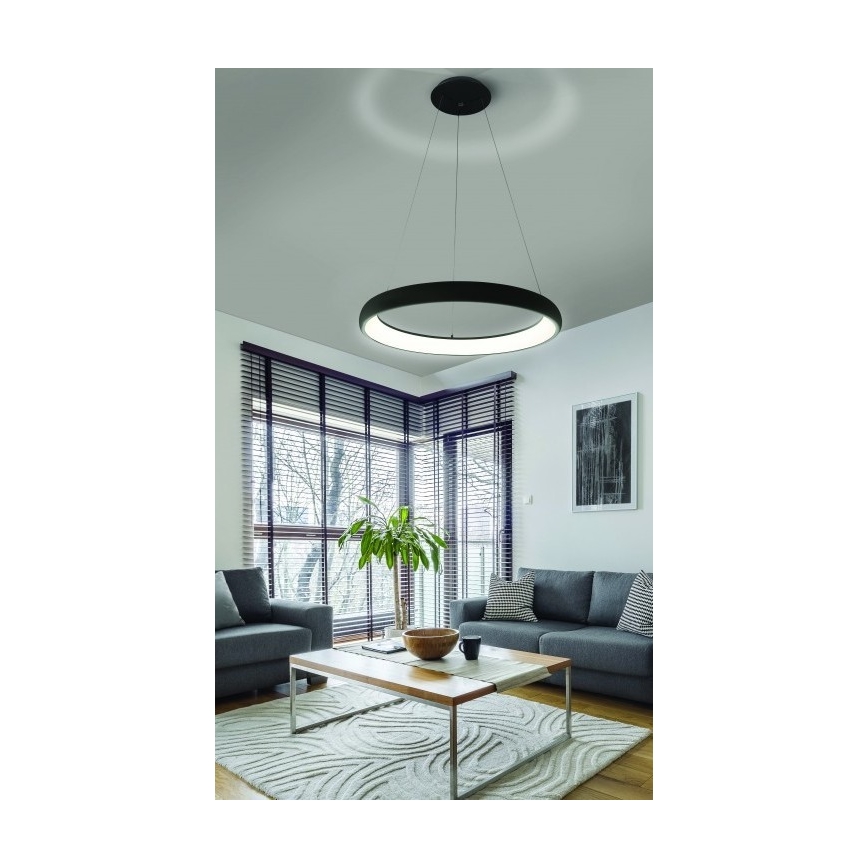 Azzardo AZ5063 - LED Aptumšojama lustra ar auklu ANTONIO LED/50W/230V melna + tālvadības pults