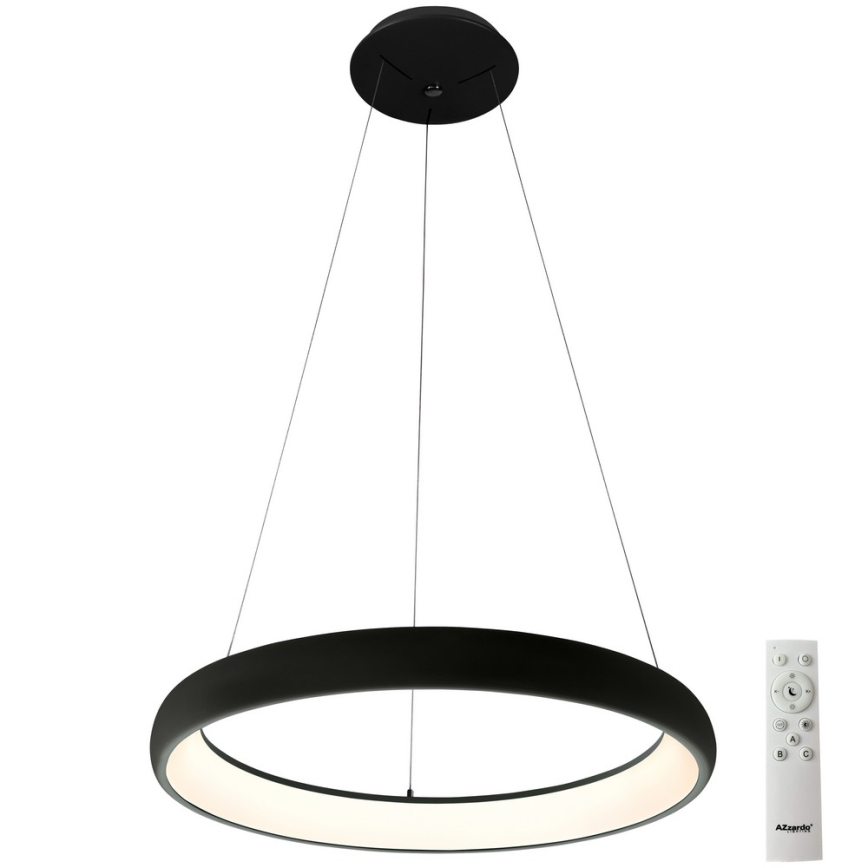 Azzardo AZ5066 - LED Aptumšojama lustra ar auklu ANTONIO LED/80W/230V melna + tālvadības pults