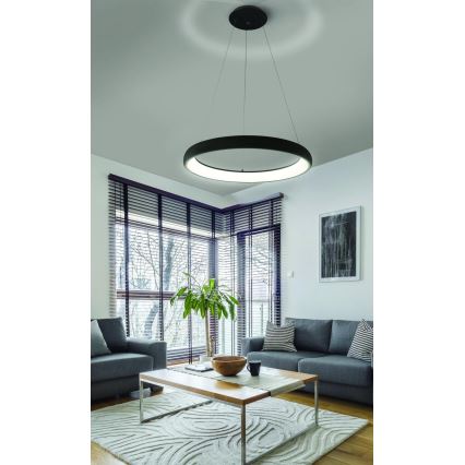 Azzardo AZ5066 - LED Aptumšojama lustra ar auklu ANTONIO LED/80W/230V melna + tālvadības pults