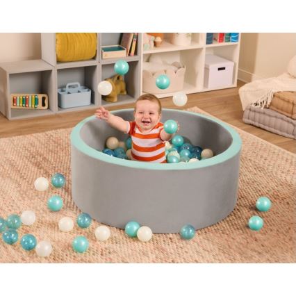 B-Toys - Bumbiņu baiseins bērniem d. 89 cm pelēka/tirkīza