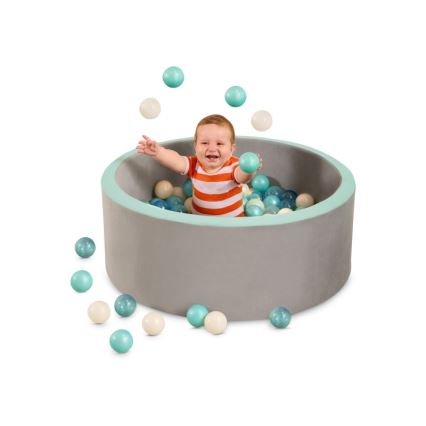 B-Toys - Bumbiņu baiseins bērniem d. 89 cm pelēka/tirkīza