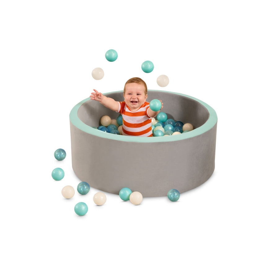 B-Toys - Bumbiņu baiseins bērniem d. 89 cm pelēka/tirkīza
