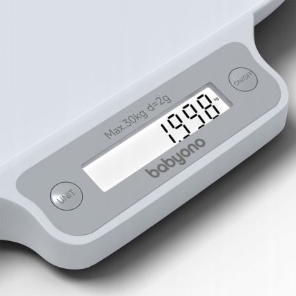 BabyOno - Elektroniskie bērnu svari līdz 30 kg, darbināmi ar 3×AAA baterijām