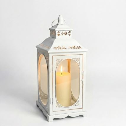 Balta dekoratīvā laterna ROSEHILL 54,5 cm