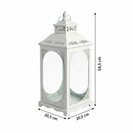 Balta dekoratīvā laterna ROSEHILL 54,5 cm