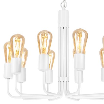 Balta lustra ar ķēdi, 10xE27/60W/230V