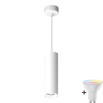 Baltais LED RGBW regulējams vannas istabas kulons TURYN 1xGU10/6,5W/230V 2700-6500K Wi-Fi IP44