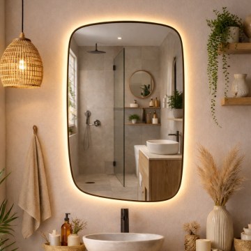 Baltica Design - LED vannas istabas sienas spogulis ar apgaismojumu STONE CALM LED/15W/230V 2700K 90x60 cm IP65 melns