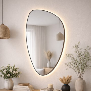 Baltica Design - LED vannas istabas sienas spogulis ar apgaismojumu STONE FLUID LED/15W/230V 2700K 92x55 cm IP65 melns