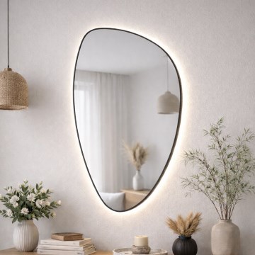 Baltica Design - LED vannas istabas sienas spogulis ar apgaismojumu STONE FLUID LED/15W/230V 4500K 92x55 cm IP65 melns