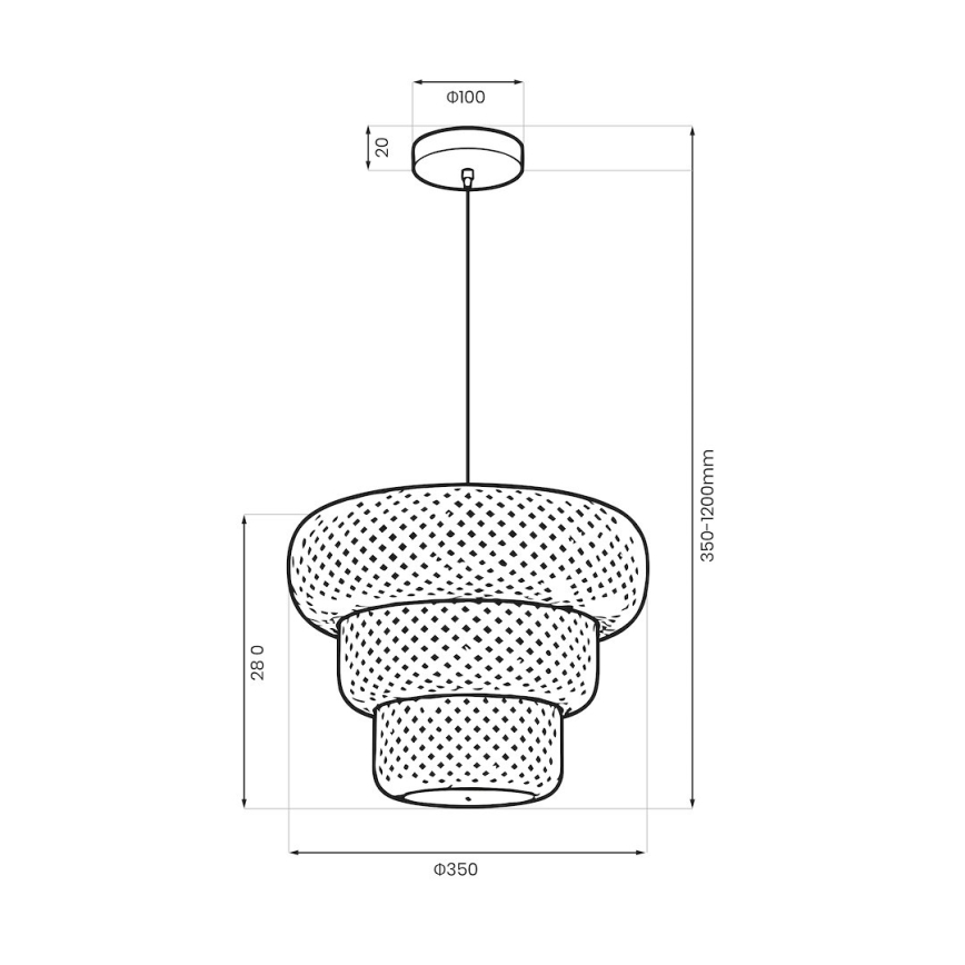 Bambusa pakaramais gaismeklis TULUM uz troses 1xE27/15W/230V